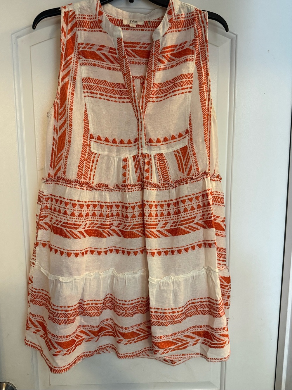 Boho Stripe Tiered Mini Dress in Orange and Cream